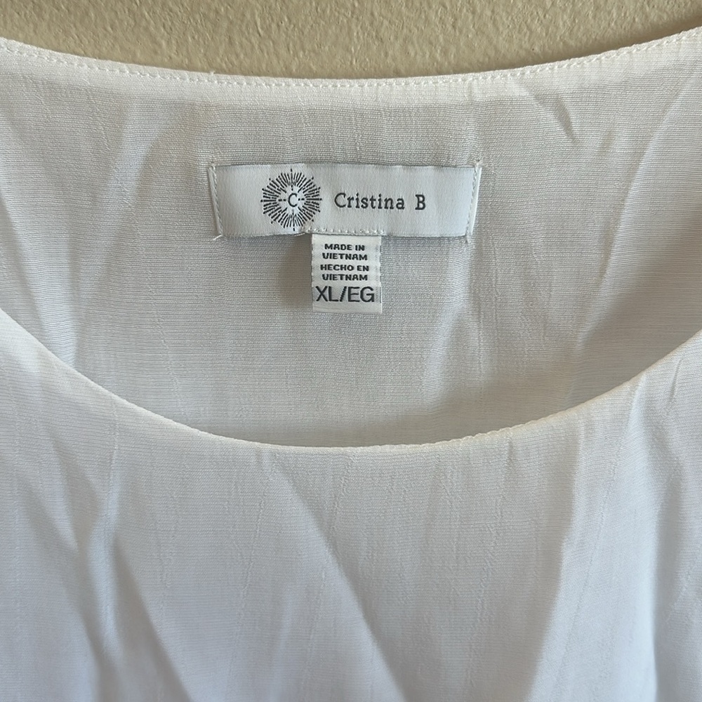 Cristina B Sleeveless Tunic Top Relaxed Fit Pull On White Womens Size XL - Picture 6 of 12